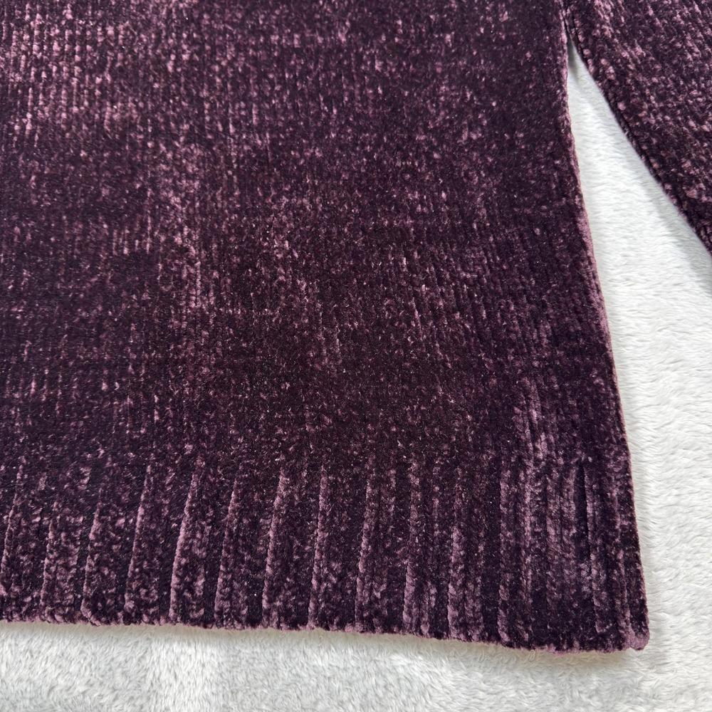 Orvis Sweater Womens Small Plum Soft Crewneck Relaxed Hi-Low Hem Ribbed Cuffs - Picture 2 of 11